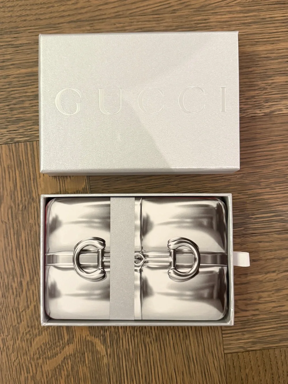 Gucci Leather Card Holder with Gold Bit Detail - and a Set of Playing Cards